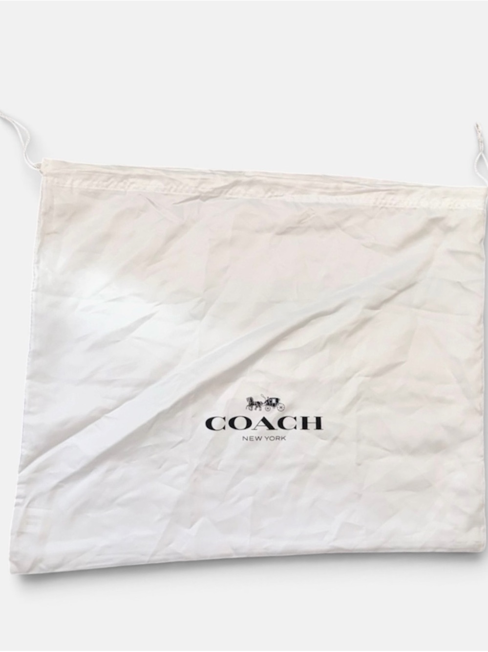Coach White Drawstring Logo Dust Bag